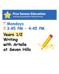 Term 4 2025: Yrs 1/2 Writing Group: Mondays 3:45 PM with Artelle at Seven Hills