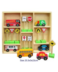 Cars and Traffic Signs 16pc Set in Tray (Ages 3+)